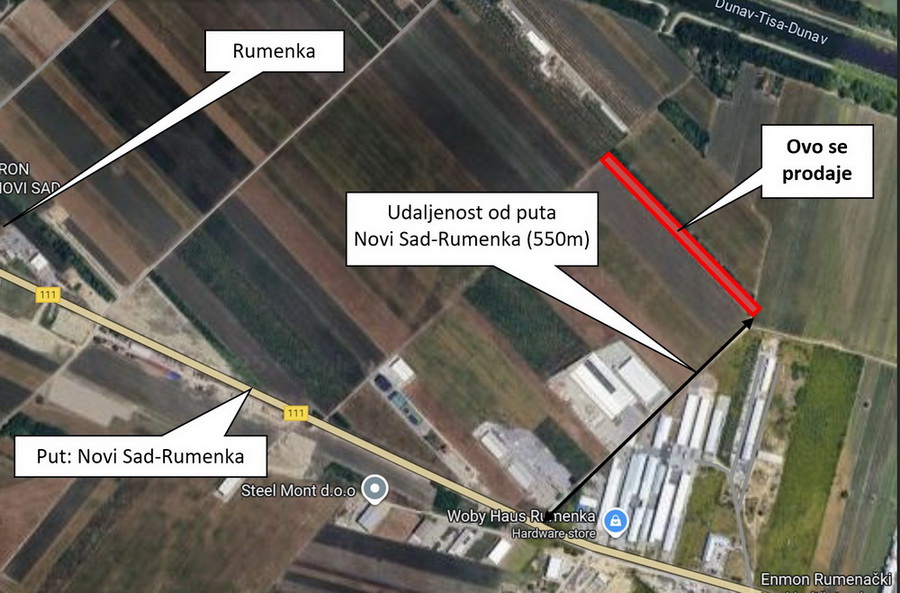 Zemljište pored puta NoviSad-Rumenka, 2 jutra (20 EUR/m2)